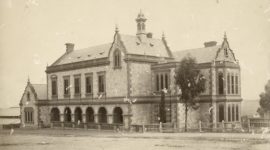 A photograph of Old Parliament House, Adelaide on North Terrace from the 1860s